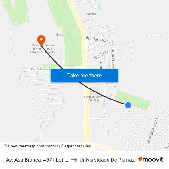 Av. Asa Branca, 457 | Lot. Luiz Gonzaga to Universidade De Pernambuco - UPE map