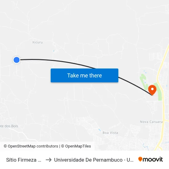 Sítio Firmeza 82 to Universidade De Pernambuco - UPE map