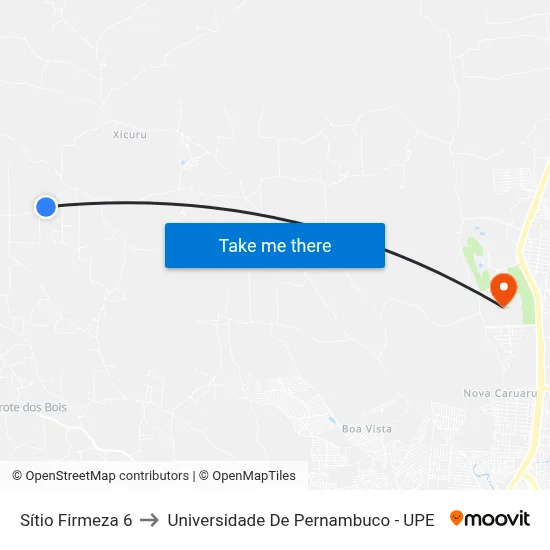 Sítio Firmeza 6 to Universidade De Pernambuco - UPE map