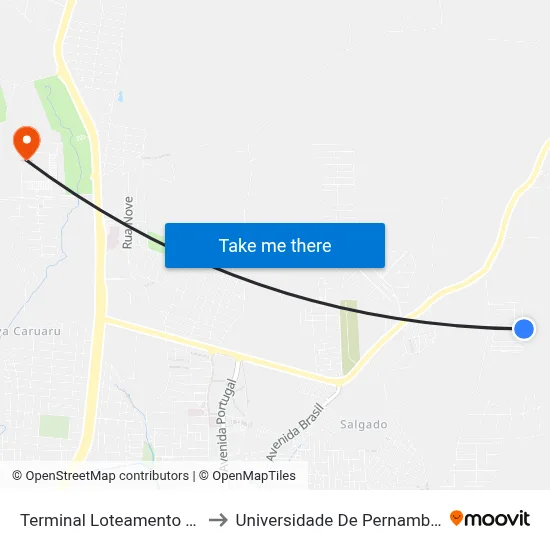 Terminal Loteamento Colorado to Universidade De Pernambuco - UPE map