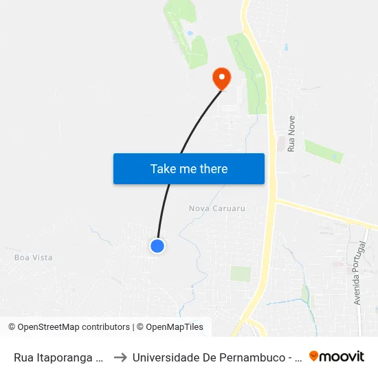 Rua Itaporanga 144 to Universidade De Pernambuco - UPE map