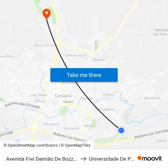 Avenida Frei Damião De Bozzano | Reserva Indianópolis to Universidade De Pernambuco - UPE map