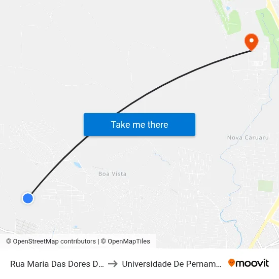 Rua Maria Das Dores De Brito 65 to Universidade De Pernambuco - UPE map