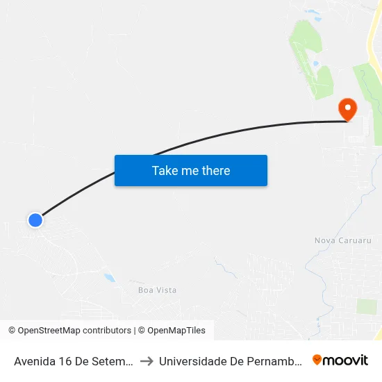 Avenida 16 De Setembro 199 to Universidade De Pernambuco - UPE map