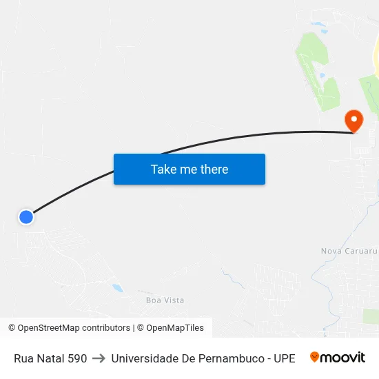 Rua Natal 590 to Universidade De Pernambuco - UPE map