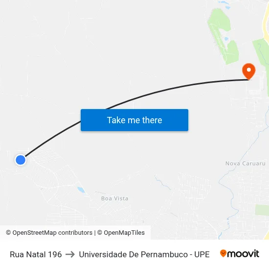 Rua Natal 196 to Universidade De Pernambuco - UPE map
