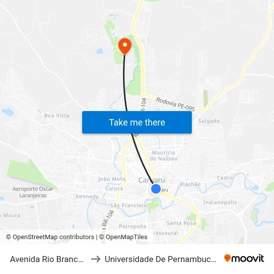 Avenida Rio Branco 149 to Universidade De Pernambuco - UPE map
