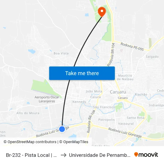 Br-232 - Pista Local | Posto Br to Universidade De Pernambuco - UPE map