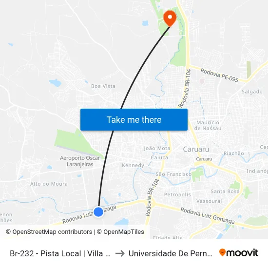 Br-232 - Pista Local | Villa Vale Do Ipojuca to Universidade De Pernambuco - UPE map
