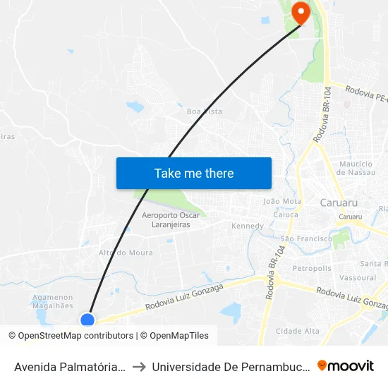 Avenida Palmatória 1000 to Universidade De Pernambuco - UPE map