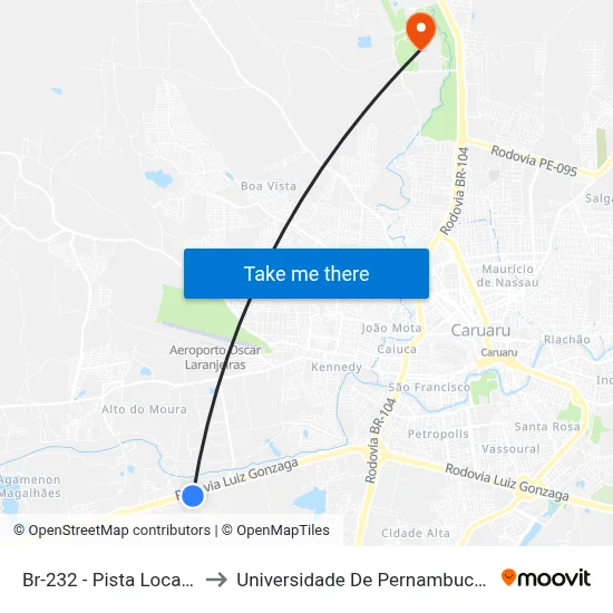 Br-232 - Pista Local, 641 to Universidade De Pernambuco - UPE map