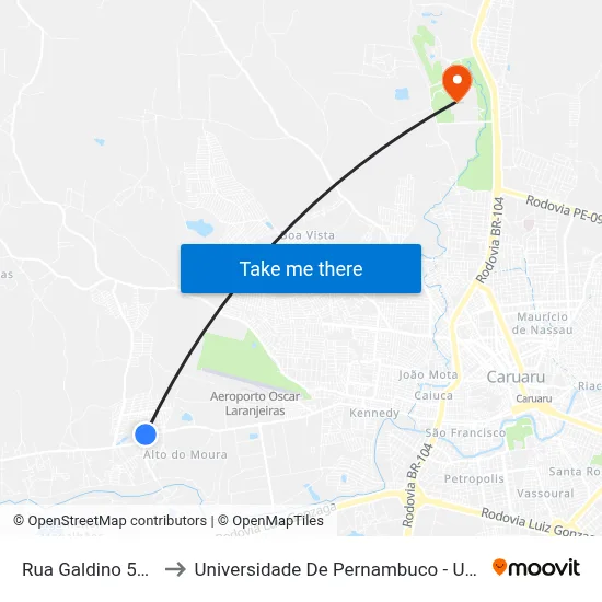 Rua Galdino 583 to Universidade De Pernambuco - UPE map