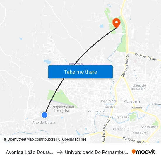 Avenida Leão Dourado 615 to Universidade De Pernambuco - UPE map