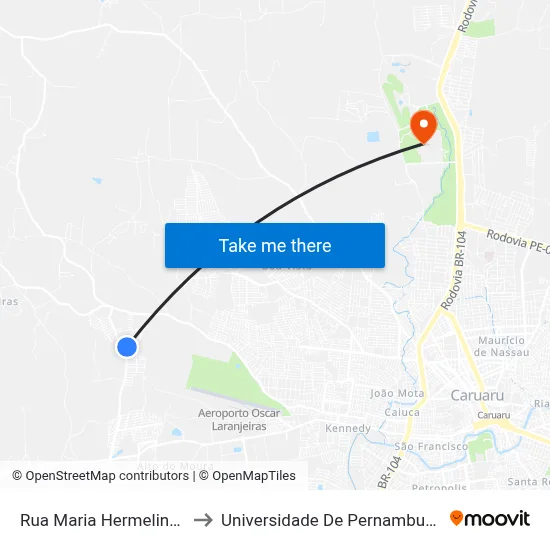 Rua Maria Hermelinda 151 to Universidade De Pernambuco - UPE map