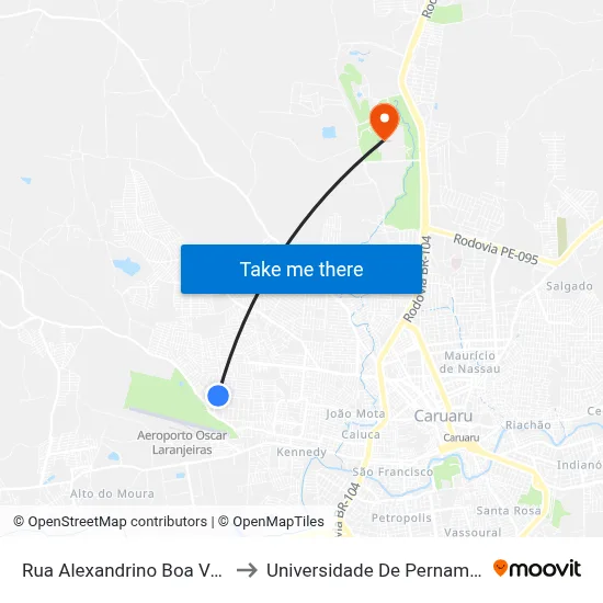 Rua Alexandrino Boa Ventura 608 to Universidade De Pernambuco - UPE map