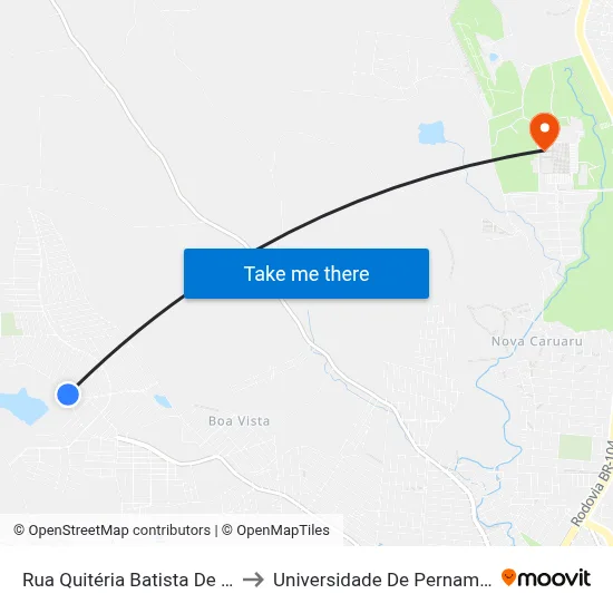 Rua Quitéria Batista De Souza 680 to Universidade De Pernambuco - UPE map