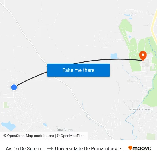 Av. 16 De Setembro to Universidade De Pernambuco - UPE map