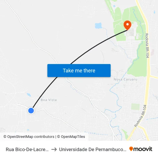 Rua Bico-De-Lacre 362 to Universidade De Pernambuco - UPE map