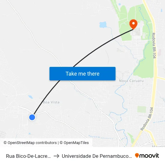Rua Bico-De-Lacre 130 to Universidade De Pernambuco - UPE map