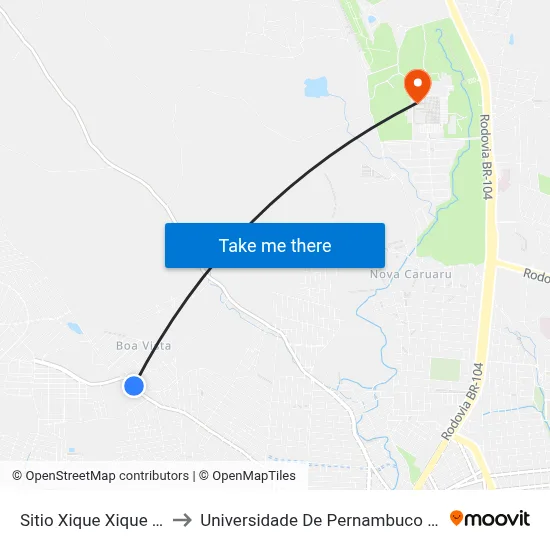 Sitio Xique Xique 920 to Universidade De Pernambuco - UPE map