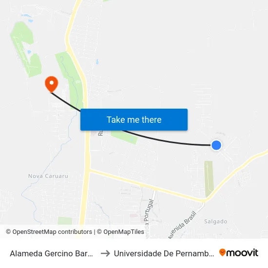 Alameda Gercino Barbosa 360 to Universidade De Pernambuco - UPE map