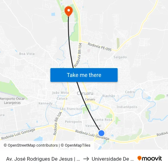 Av. José Rodrigues De Jesus | Hospital Da Mulher Do Agreste to Universidade De Pernambuco - UPE map