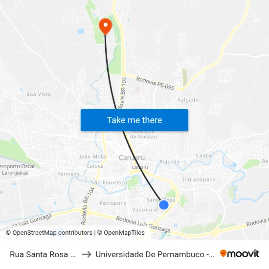 Rua Santa Rosa 880 to Universidade De Pernambuco - UPE map