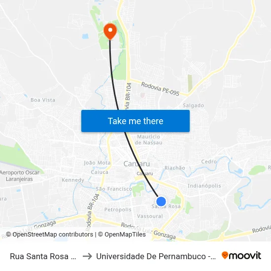 Rua Santa Rosa 449 to Universidade De Pernambuco - UPE map