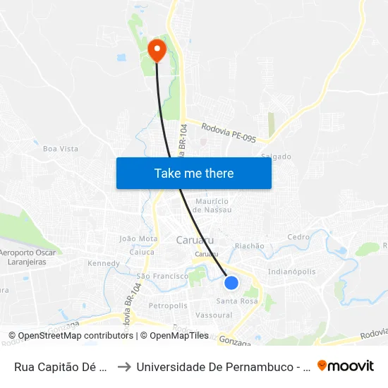 Rua Capitão Dé 229 to Universidade De Pernambuco - UPE map