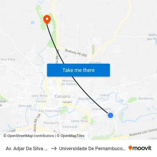 Av. Adjar Da Silva Casé to Universidade De Pernambuco - UPE map