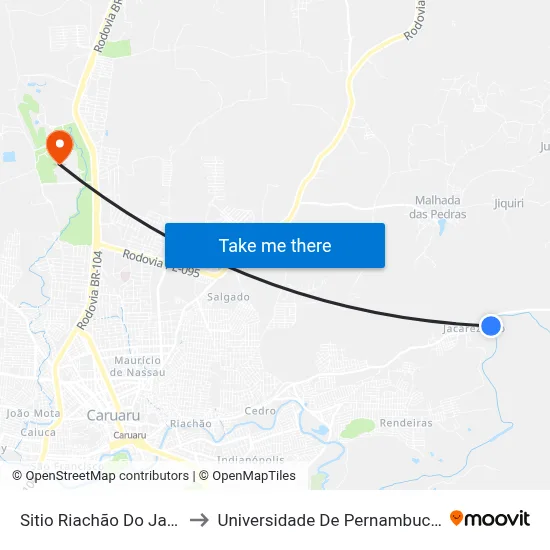 Sitio Riachão Do Jacaré 4 to Universidade De Pernambuco - UPE map