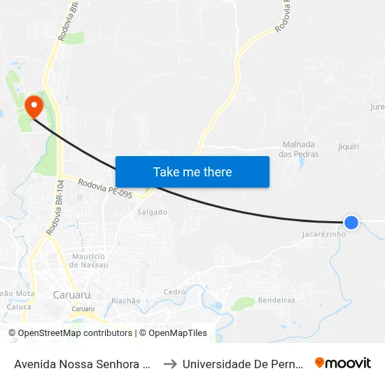 Avenida Nossa Senhora Das Dores 5980 to Universidade De Pernambuco - UPE map