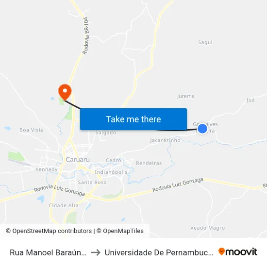 Rua Manoel Baraúna 215 to Universidade De Pernambuco - UPE map