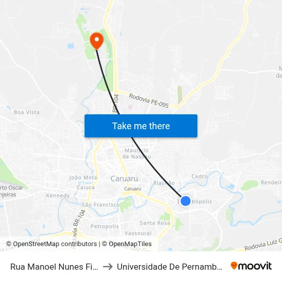 Rua Manoel Nunes Filho 761 to Universidade De Pernambuco - UPE map