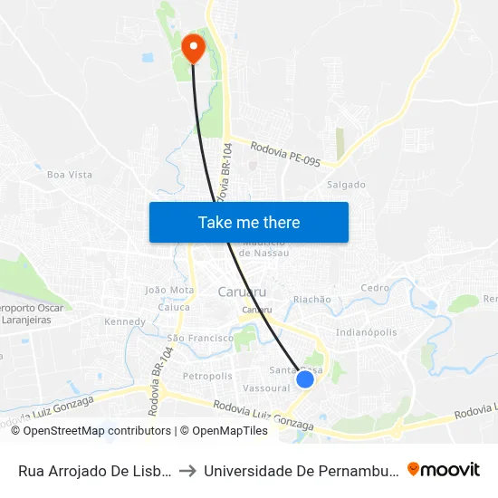 Rua Arrojado De Lisboa 410 to Universidade De Pernambuco - UPE map