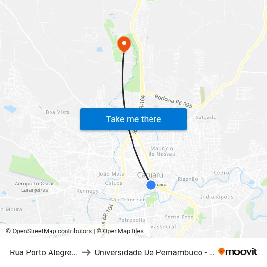 Rua Pôrto Alegre 94 to Universidade De Pernambuco - UPE map