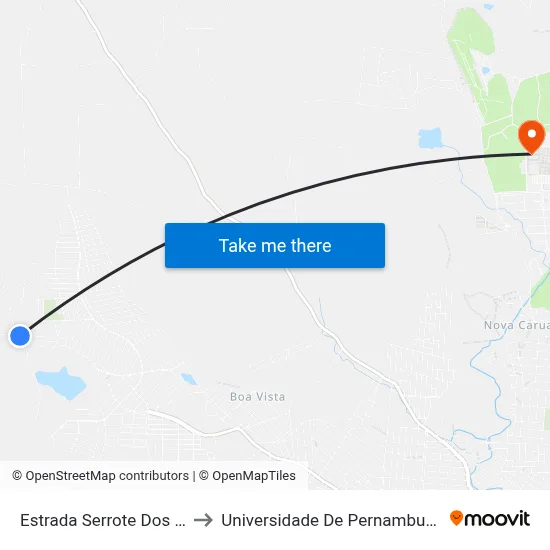 Estrada Serrote Dos Bois 2 to Universidade De Pernambuco - UPE map