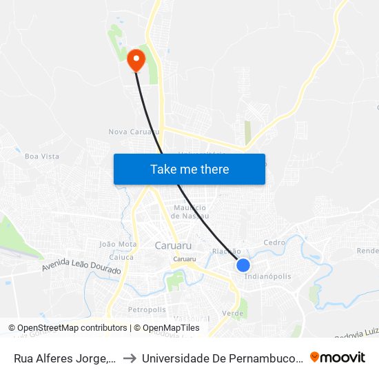 Rua Alferes Jorge, 993 to Universidade De Pernambuco - UPE map