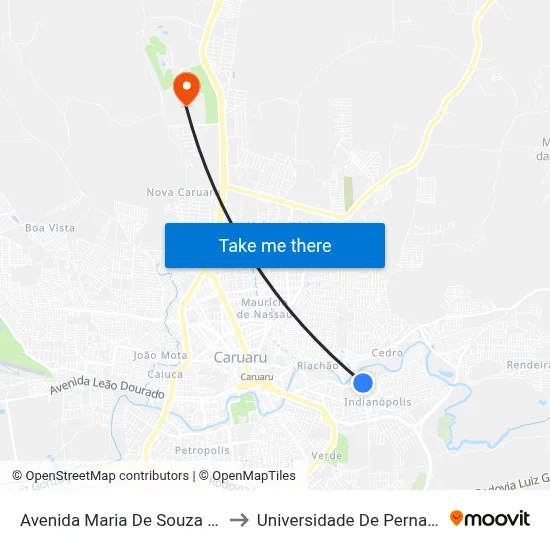 Avenida Maria De Souza Monteiro, 264 to Universidade De Pernambuco - UPE map