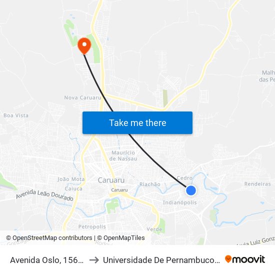 Avenida Oslo, 156-180 to Universidade De Pernambuco - UPE map