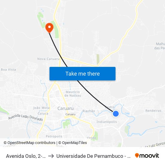 Avenida Oslo, 2-52 to Universidade De Pernambuco - UPE map