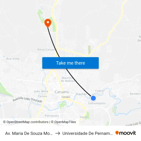 Av. Maria De Souza Monteiro, 287 to Universidade De Pernambuco - UPE map