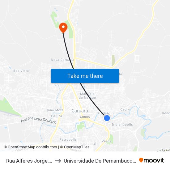 Rua Alferes Jorge, 708 to Universidade De Pernambuco - UPE map