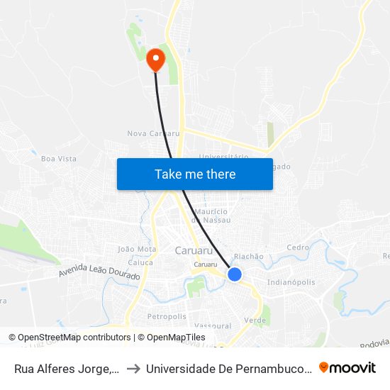 Rua Alferes Jorge, 184 to Universidade De Pernambuco - UPE map