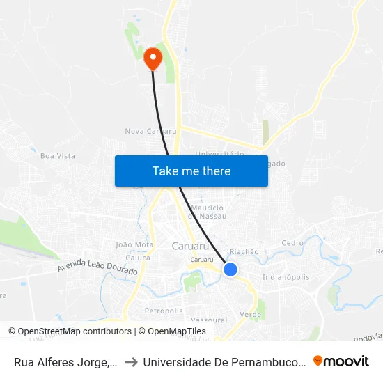 Rua Alferes Jorge, 184 to Universidade De Pernambuco - UPE map