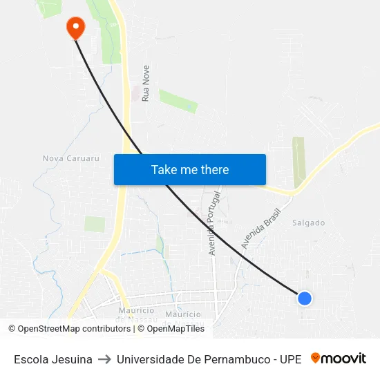 Escola Jesuina to Universidade De Pernambuco - UPE map