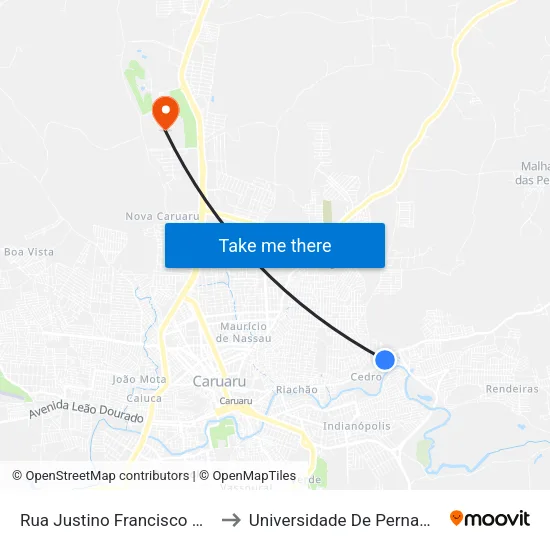 Rua Justino Francisco Da Silva, 878 to Universidade De Pernambuco - UPE map
