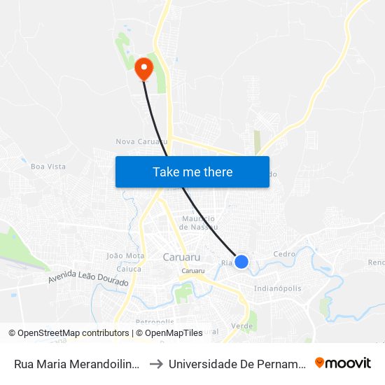 Rua Maria Merandoilina, 451-573 to Universidade De Pernambuco - UPE map