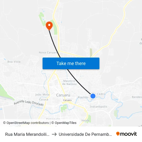 Rua Maria Merandoilina, 970 to Universidade De Pernambuco - UPE map
