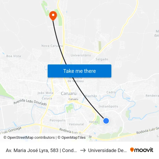Av. Maria José Lyra, 583 | Condomínio Pq. Caminho Das Aroeiras to Universidade De Pernambuco - UPE map